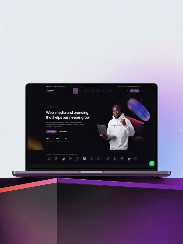 Solotech Digital website on a laptop